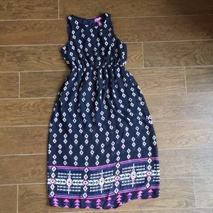 Aqua from Bloomingdales girls navy and pink tribal design maxi-dress small (8)